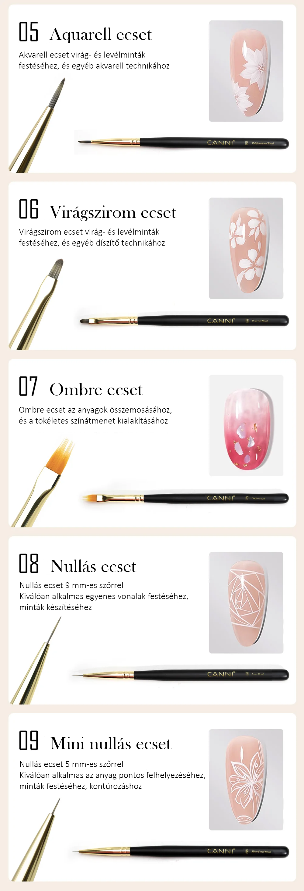 CANNI Prémium ecset No.06 - Petal/ Virágszirom ecset