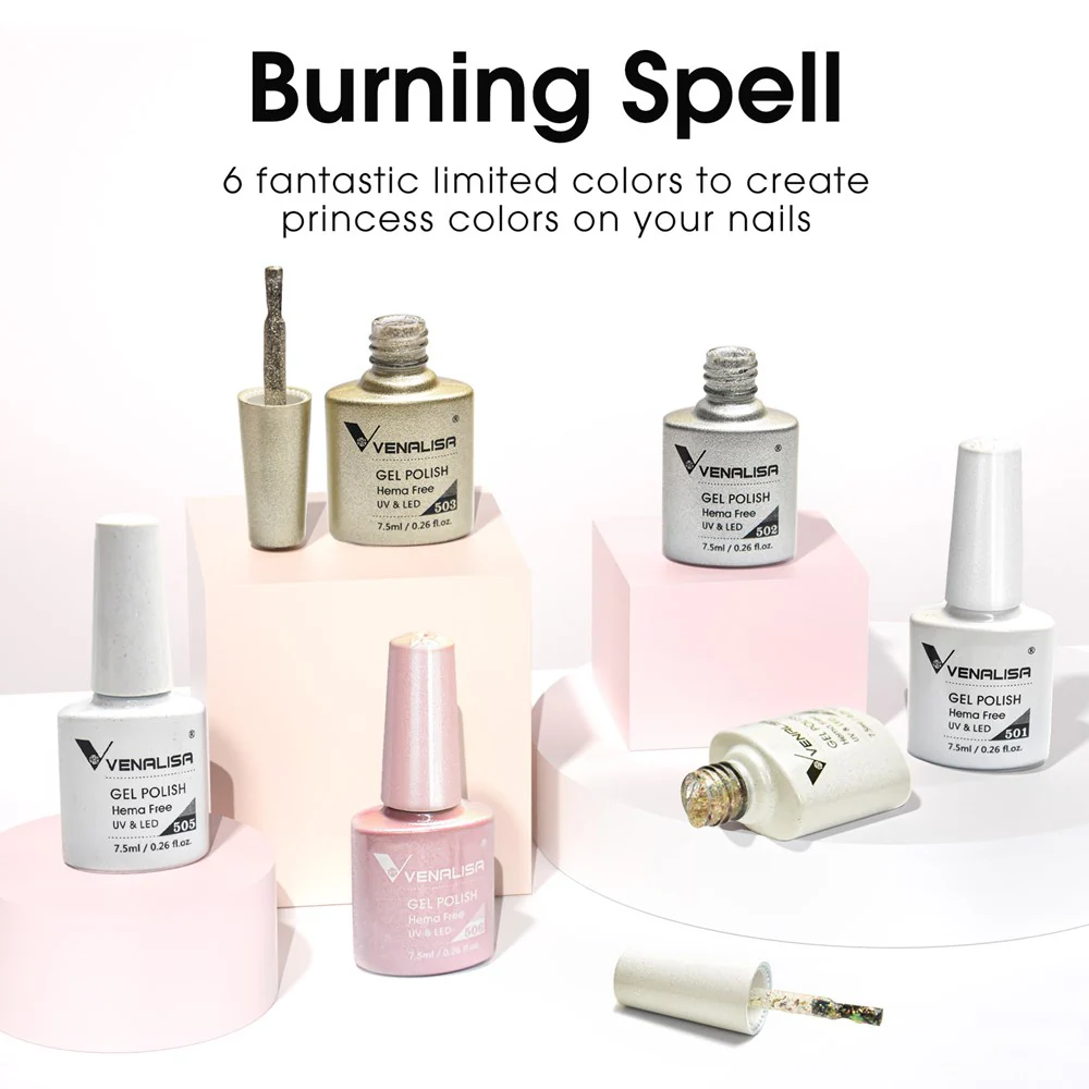 Venalisa 6 db-os UV/LED Gél lakk szett - 2219 - Glitter - Hema Free