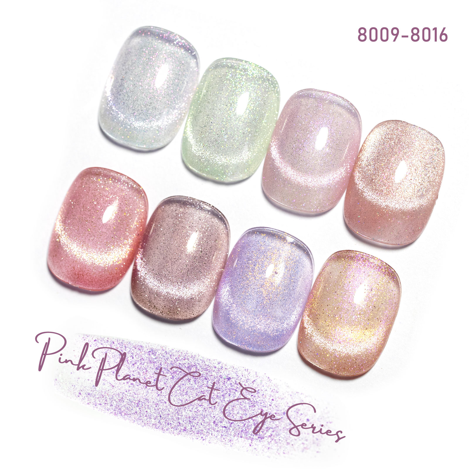 CANNI HEMA FREE  szett 8x9ml - No.02 - Pink Planet Cat Eye Collection
