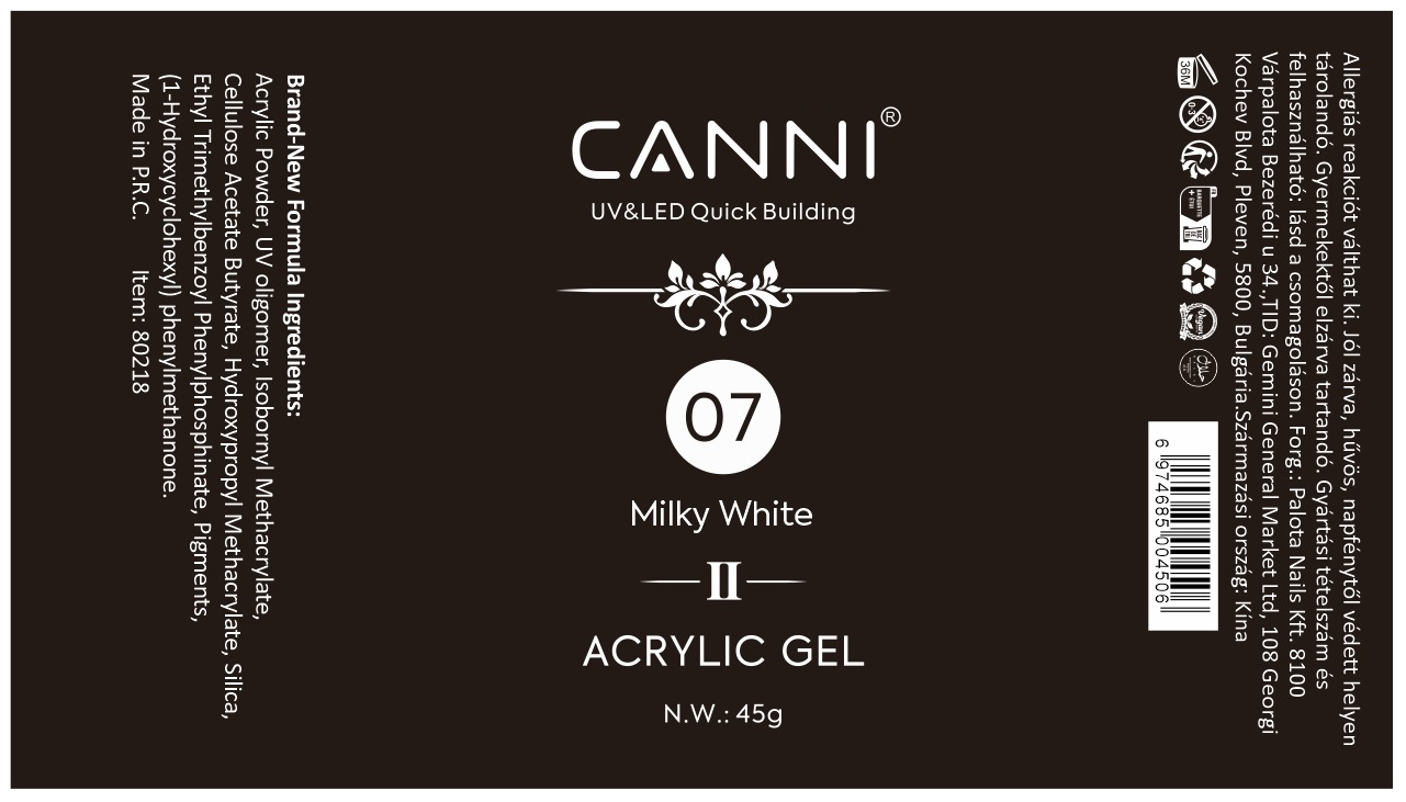 CANNI Akril Gél - HEMA FREE - 45g - No.04 Crystal Pink