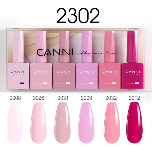 CANNI HEMA FREE UV/LED gél lakk szett 6x9ml - 2302 - Pink Champagne Dreams 2