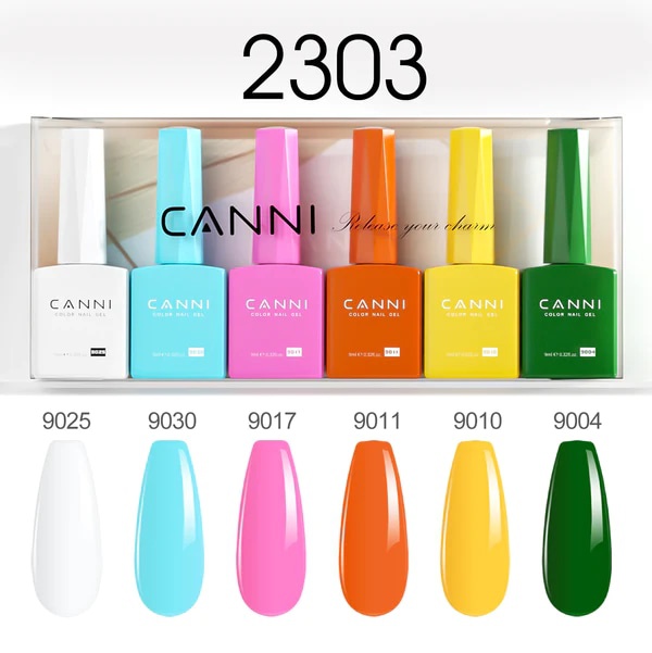 CANNI HEMA FREE UV/LED gél lakk szett 6x9ml - 2303 - Chic Monochrome 2