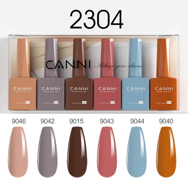 CANNI HEMA FREE UV/LED gél lakk szett 6x9ml - 2304 - Boho Chic Palette 2