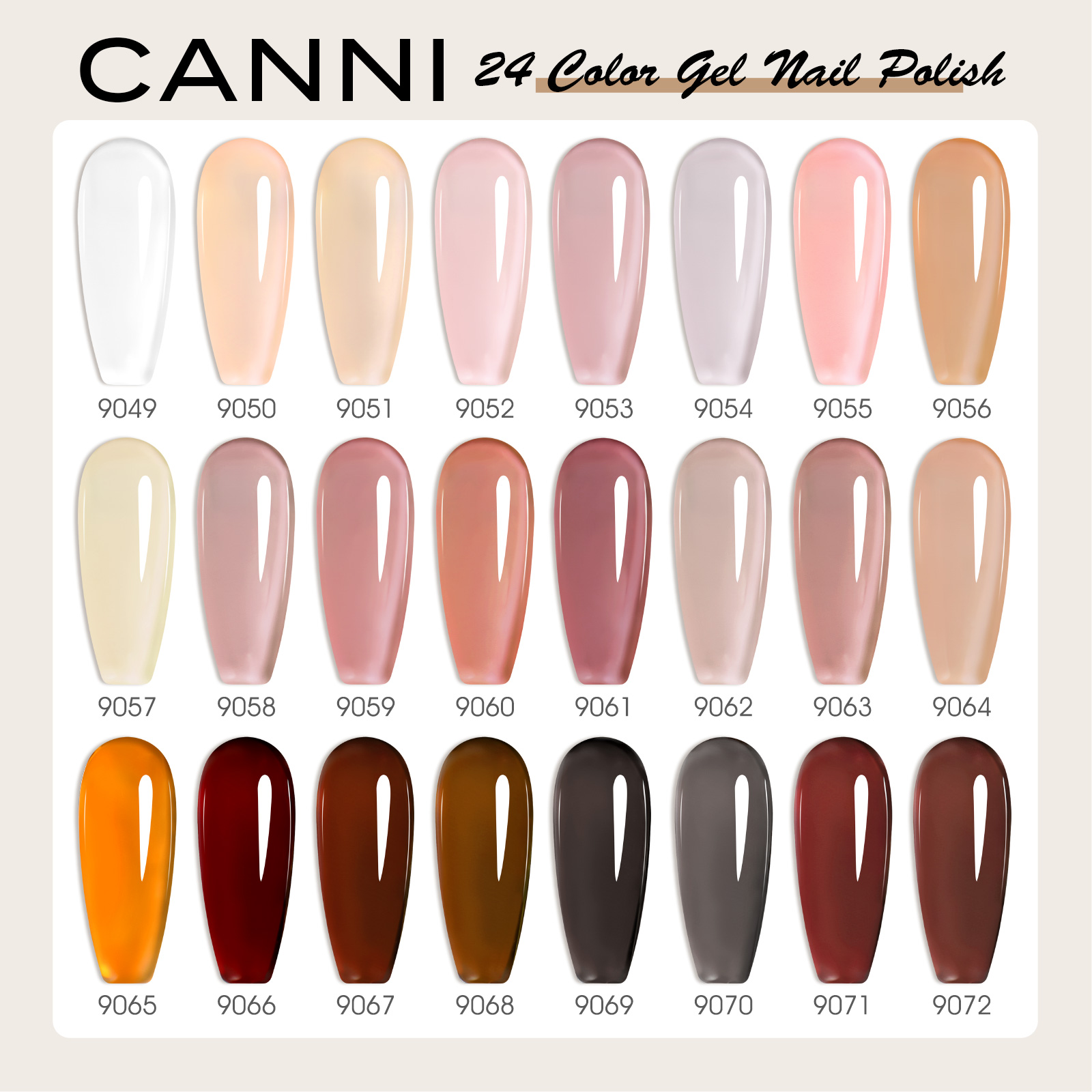 CANNI HEMA FREE UV/LED gél lakk szett (24db-os) No.CC3 Transparent series 6