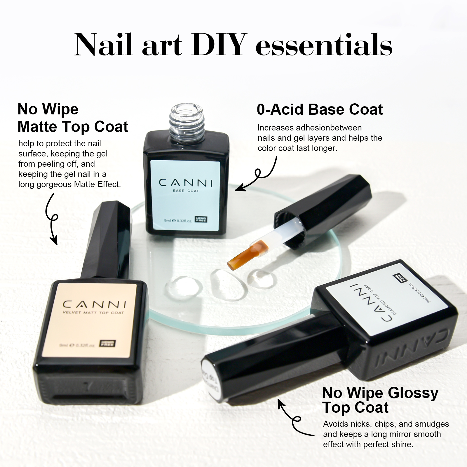 CANNI HEMA FREE UV/LED gél lakk szett (24db-os) No.CC3 Transparent series 9