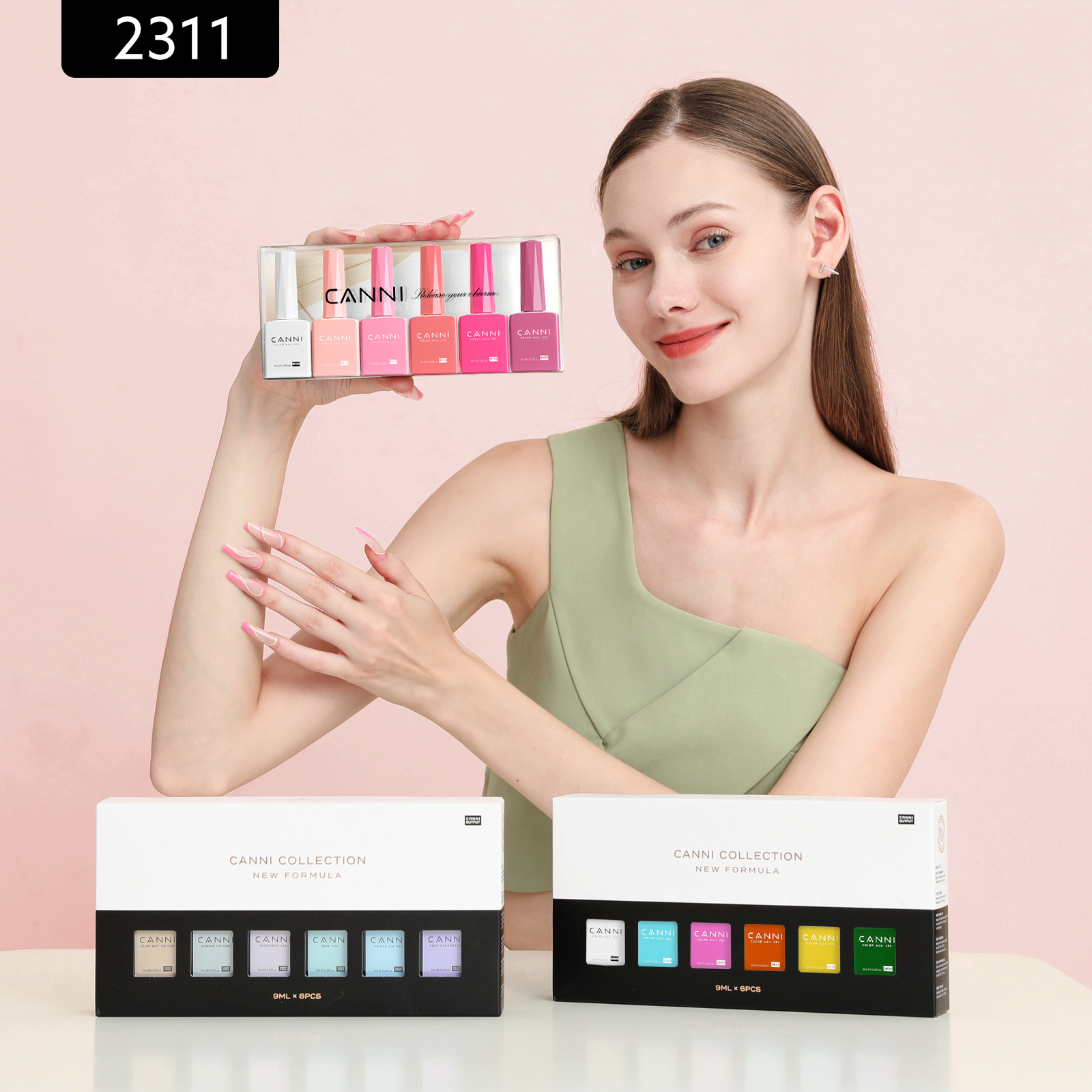 CANNI HEMA FREE UV/LED gél lakk szett 6x9ml - 2311 -  Blush Bliss Bouquet 6