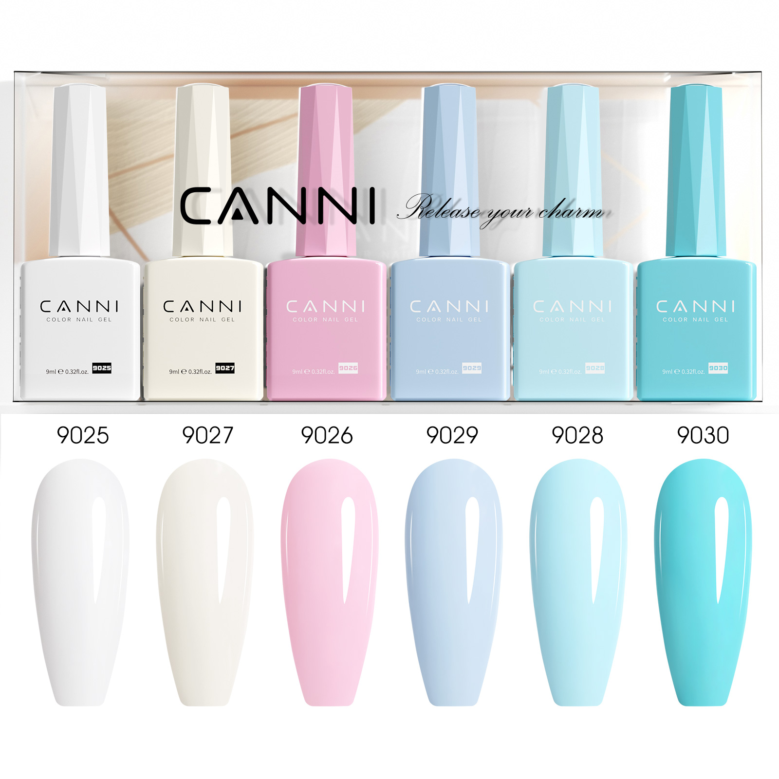 CANNI HEMA FREE UV/LED gél lakk szett 6x9ml - 2319 - Cotton Candy 9