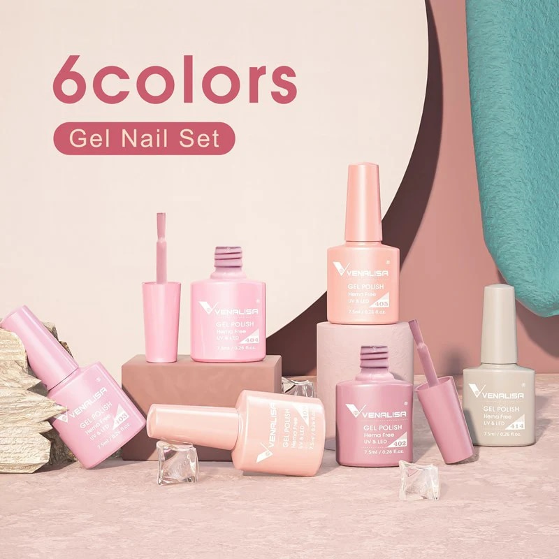 Venalisa 6 db-os UV/LED Gél lakk szett - 2207 - Pink Hema Free 4