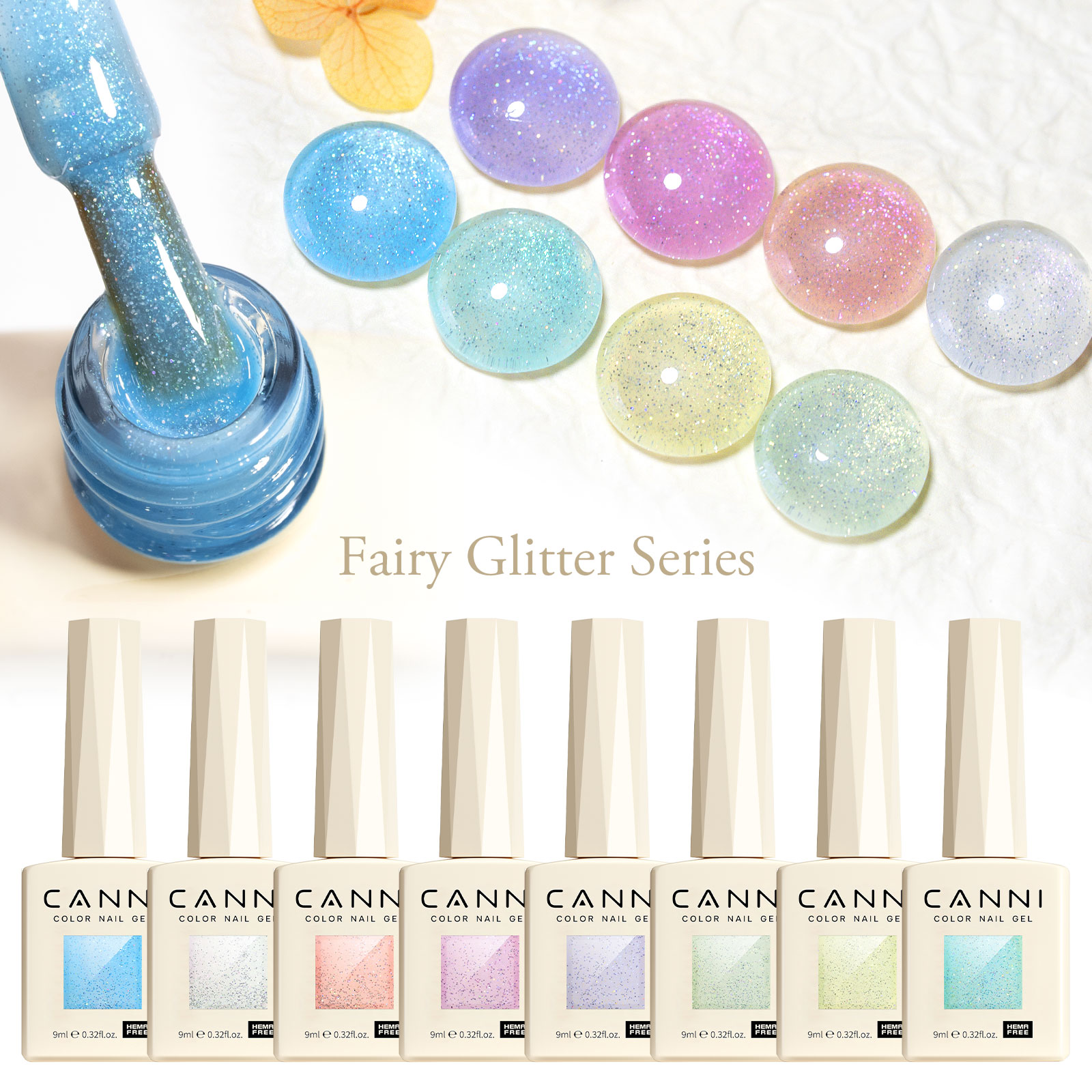 CANNI HEMA FREE  szett 8x9ml - No.07 - Fairy Glitter Collection 5