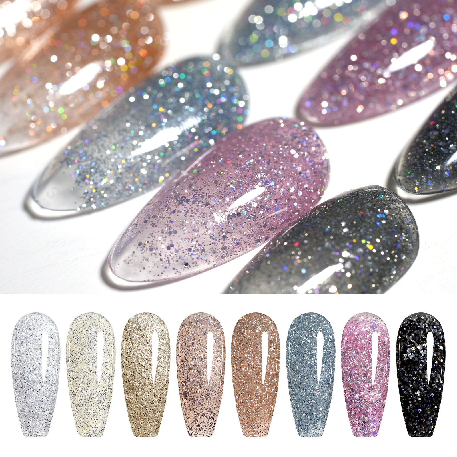 CANNI HEMA FREE  szett 8x9ml - No.08 - Diamond Glitter Collection 5