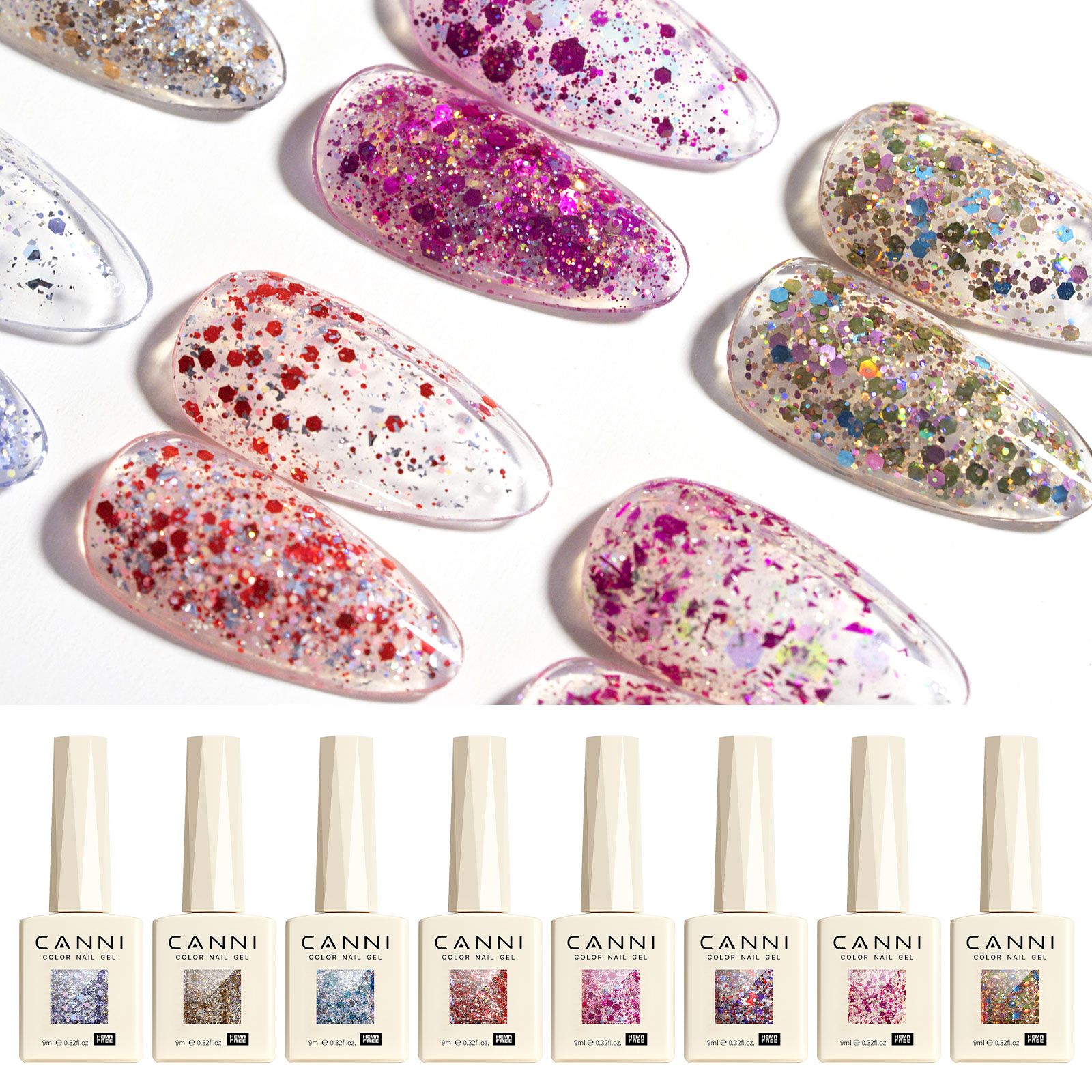 CANNI HEMA FREE  szett 8x9ml - No.11 - Glitz Flash Collection 4