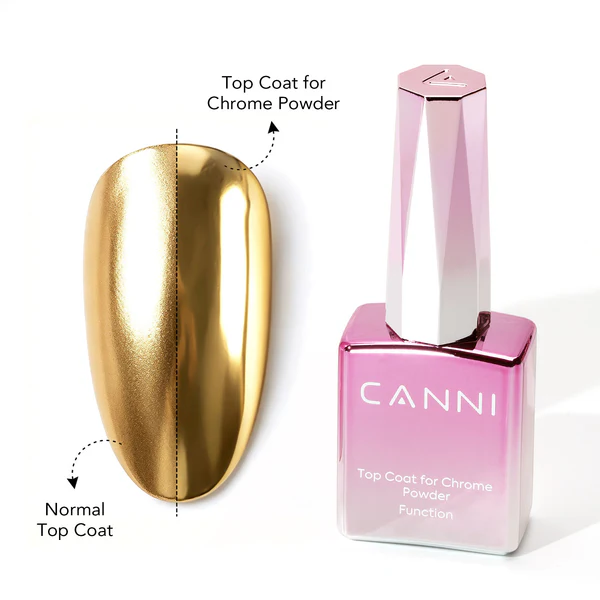 CANNI - Chrome Powder Top Coat 9 ml - fixálásmentes fényzselé 2