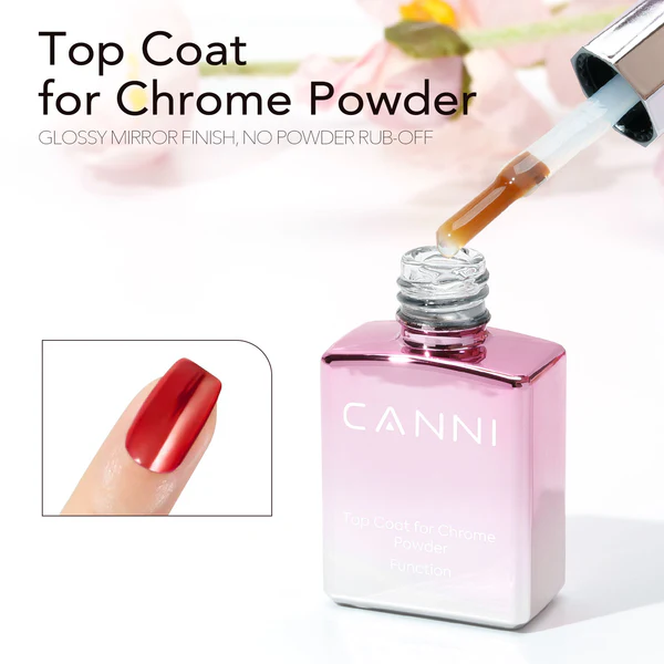 CANNI - Chrome Powder Top Coat 9 ml - fixálásmentes fényzselé 4