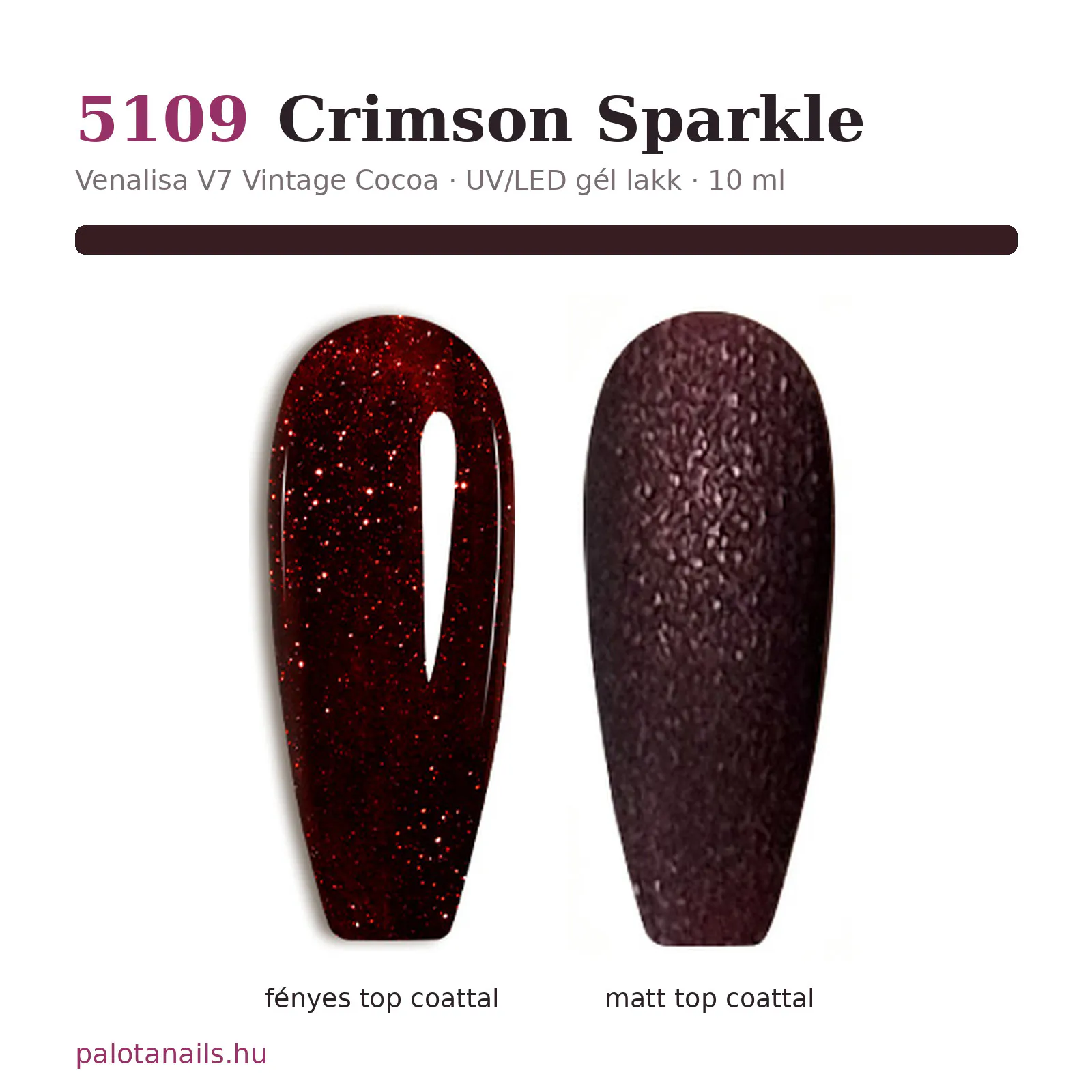 Venalisa UV/LED Gél Lakk 10 ml No.5109 Crimson Sparkle 2